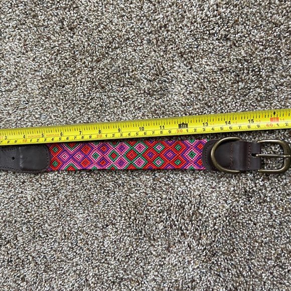 Mid size dog collar leather/mexican handmade colorfull textile - Picture 1 of 5